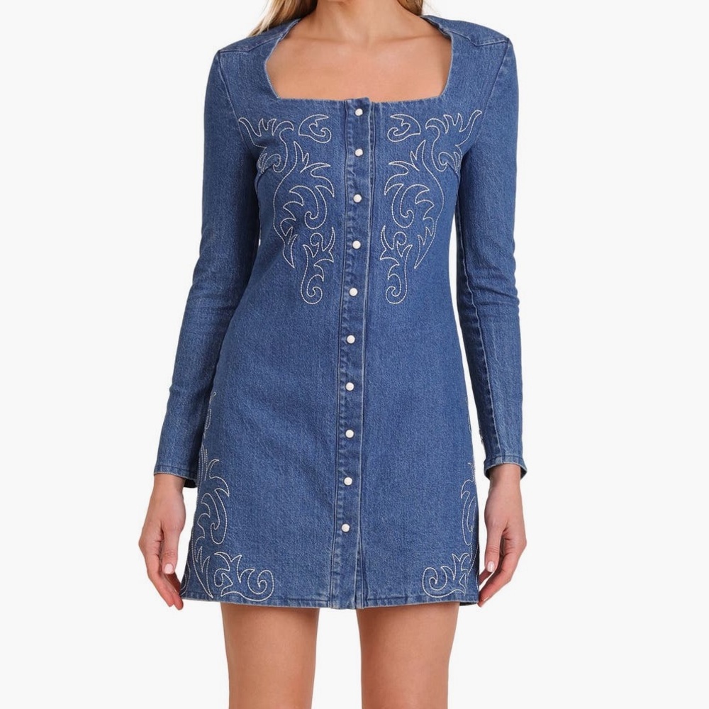 Avec Les Filles Western Embroidery Mini Dress sz 6